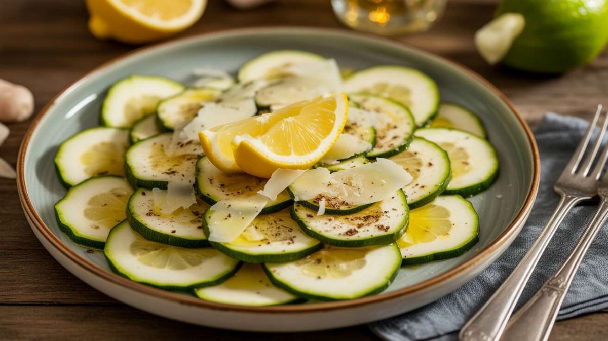 Recette légère : carpaccio de courgettes au citron et parmesan