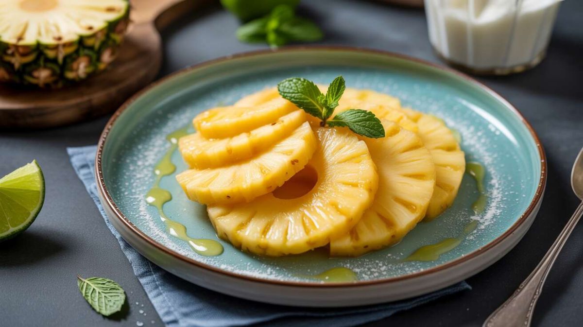dégustez un carpaccio d'ananas à la menthe pour un dessert léger et frais