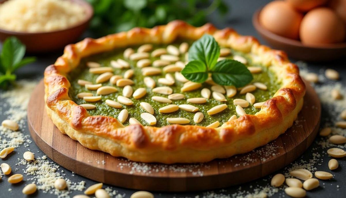 Tarte soleil au pesto et pignons : une recette savoureuse et accessible