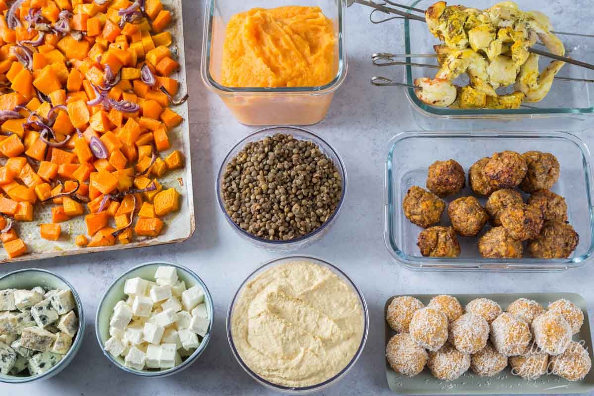 Boulettes d'agneau à la patate douce et houmous