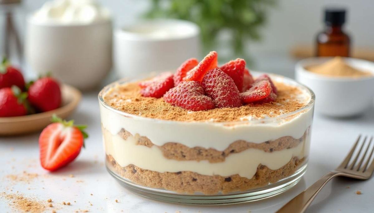 Tiramisu léger aux fraises et spéculoos