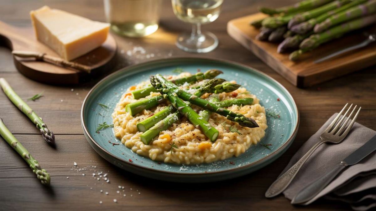 Un risotto aux asperges vertes et parmesan pour une expérience gustative inoubliable