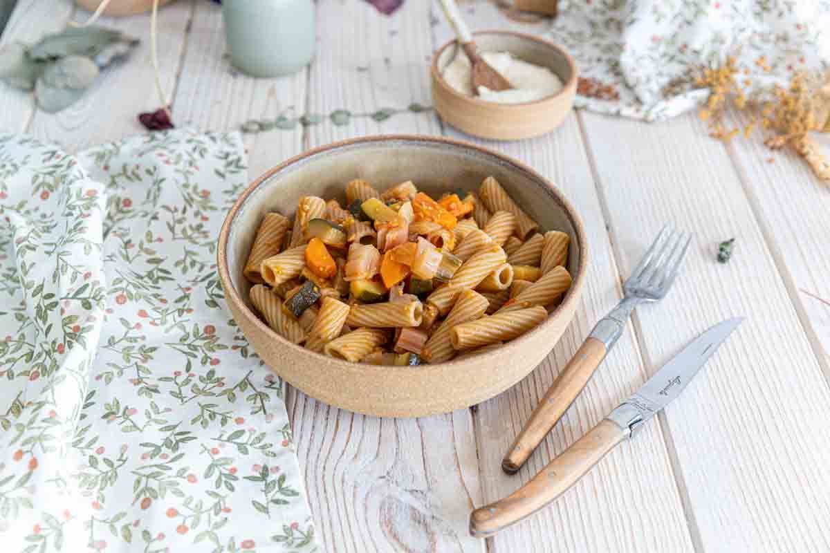 Pâtes aux blettes et légumes
