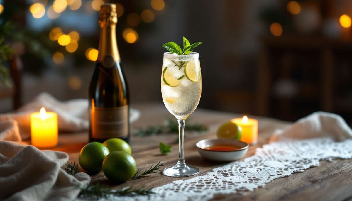 Un cocktail festif à base de champagne pour un Noël rafraîchissant