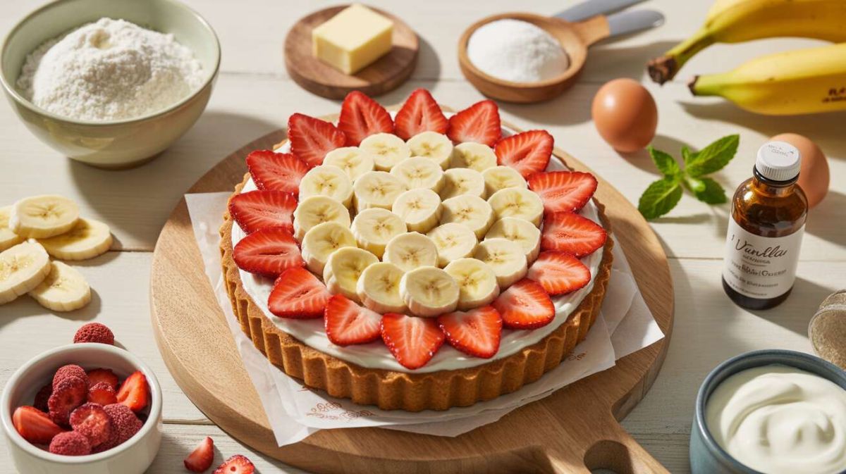 Découvrez la tarte légère aux bananes et fraises de Mélanie : un plaisir sans culpabilité