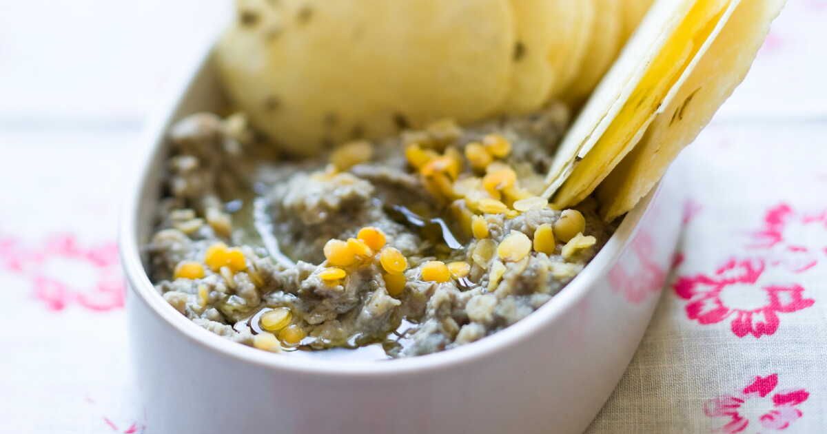 Caviar d’aubergine et lentilles au cumin
